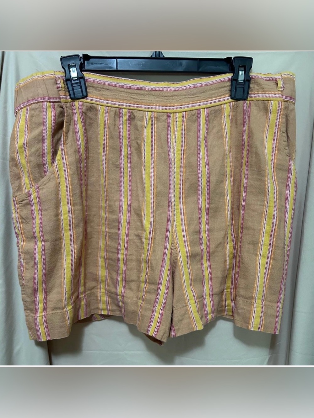 Lane Bryant Shorts Womens Size 18/20 Multi Striped Linen Blend Pull On Soft Slub